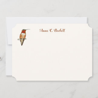 Custom Rufous Hummingbird Note Card