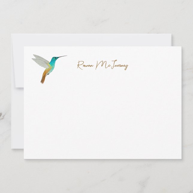 Custom Rufous-tailed Hummingbird Note Card (Front)
