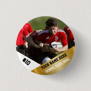 Custom Rugby Player Button Add Name Number and Tea