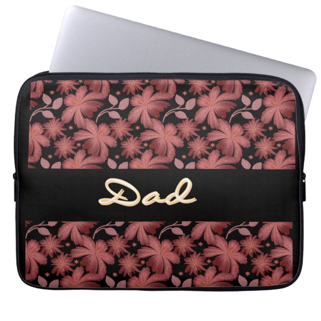 Custom Rust Floral Seamless Pattern  Throw Pillow Laptop Sleeve (Front)