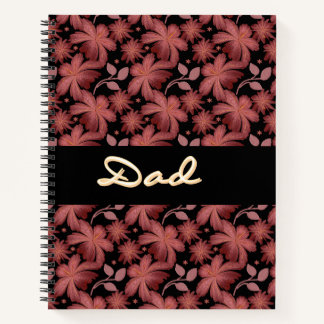 Custom Rust Floral Seamless Pattern Throw Pillow Notebook