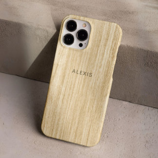 Custom Rustic Beige Faux Wooden Personalised iPhone 16 Pro Case