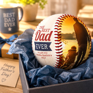 Custom Rustic Best Dad Ever Father`s Day Photo Baseball