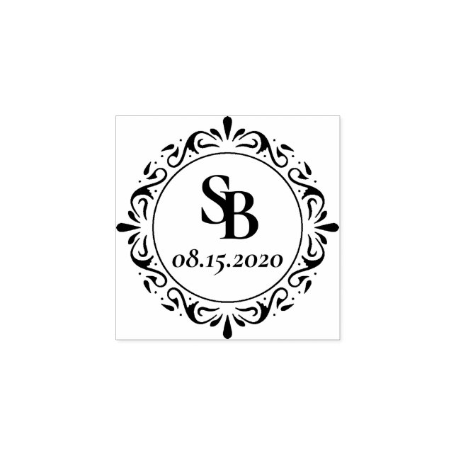 Custom Rustic Botanical Country Wreath Wedding Rubber Stamp (Imprint)