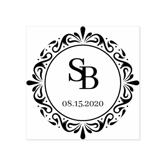 Custom Rustic Botanical Country Wreath Wedding Rubber Stamp (Imprint)