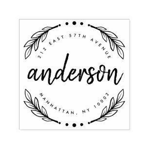 Custom Rustic Brush Script Family Return Address Self-inking Stamp