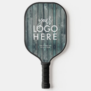 Custom Rustic Business Logo Dark Driftwood Pickleball Paddle