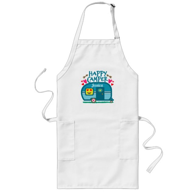 Custom Rustic Camping Happy Camper RV Long Apron (Front)