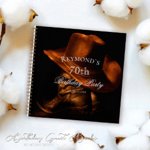 Custom Rustic Cowboy Boots Birthday Guestbook Notebook