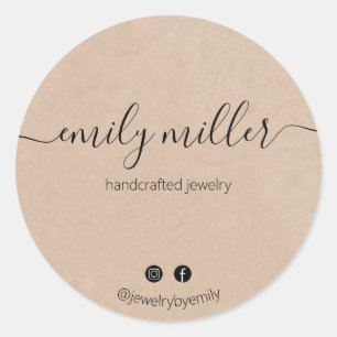 Custom Rustic Elegant Calligraphy Script Classic Round Sticker