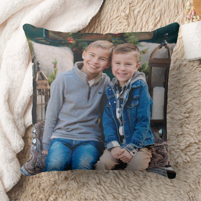 Custom Rustic Family Holiday Photo Cushion (Blanket)