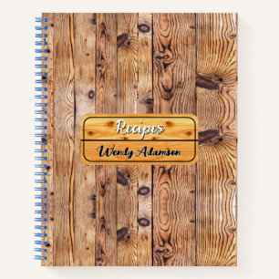 Custom Rustic Family Recipe Journal. Retro Wood Notebook