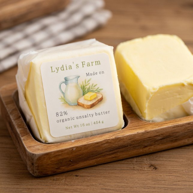 Custom Rustic Homemade Butter Label with Milk Jug (Creator Uploaded)