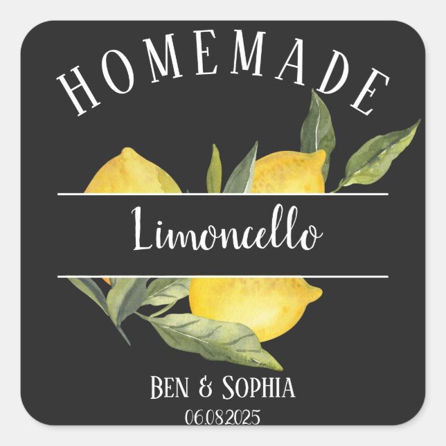 Custom Rustic Homemade Italian Limoncello Labels (Front)