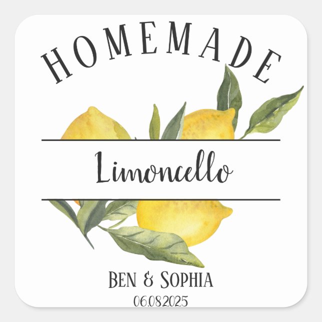 Custom Rustic Homemade Italian Limoncello Labels (Front)