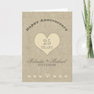 Custom Rustic Linen Look Anniversary Card