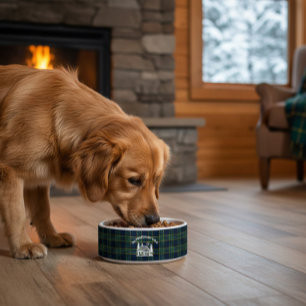 Custom Rustic Log Cabin Tartan Pet Bowl