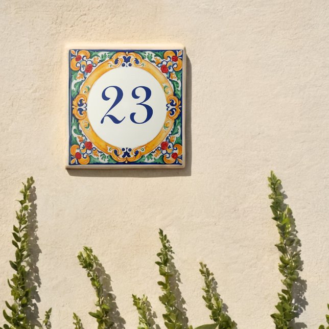 Custom Rustic Mediterranean House Number Tile (Creator Uploaded)