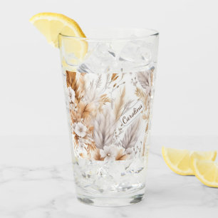 Custom Rustic Modern Bohemian Wildflowers Neutral Glass