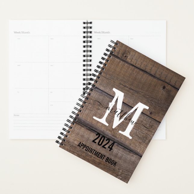 Custom Rustic Monogram Script Appointment Book  Planner (Display)
