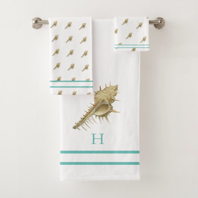 Custom Rustic Nautical Shark Blue Grey Wood  Bath  Towel Set (Insitu)