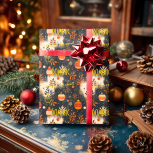 Custom Rustic Ornaments and Foliage Christmas Wrapping Paper