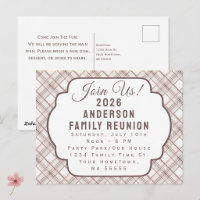 Custom Rustic Plaid Family Reunion Invitation