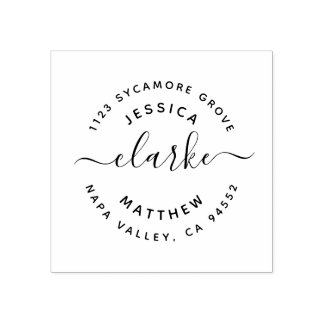 Custom Rustic Script Wedding Return Address Rubber Stamp