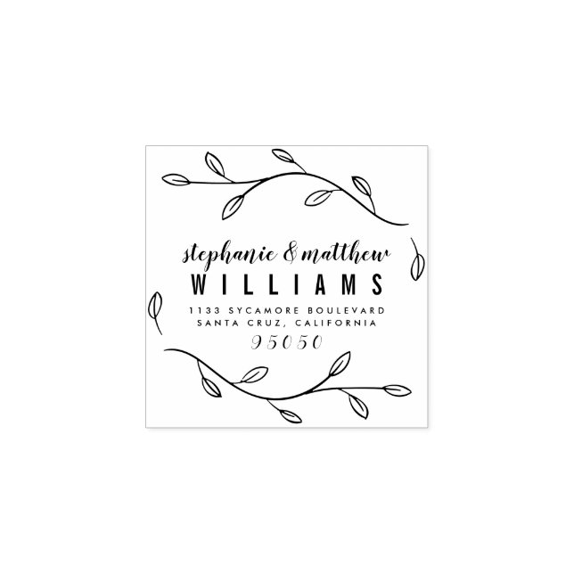 Custom Rustic Script Wedding Return Address Rubber Stamp (Imprint)
