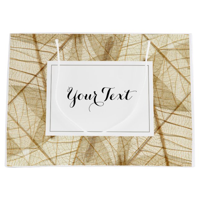 Custom Rustic Sheer Lace Leaves Large Gift Bag (Front)