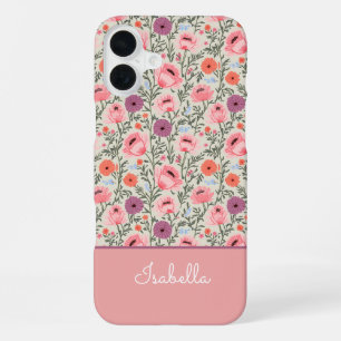 Custom Rustic-Style Watercolor Wildflowers iPhone 16 Plus Case