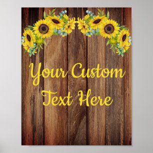 Custom Rustic Sunflower Anniversary Party Sign