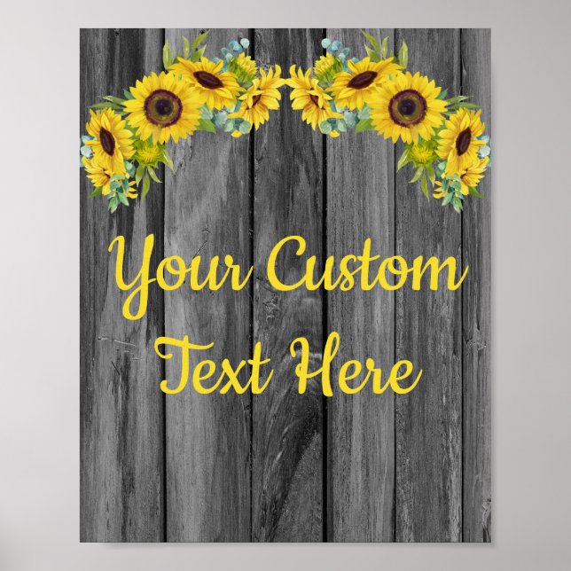 Custom Rustic Sunflower Anniversary Party Sign (Front)