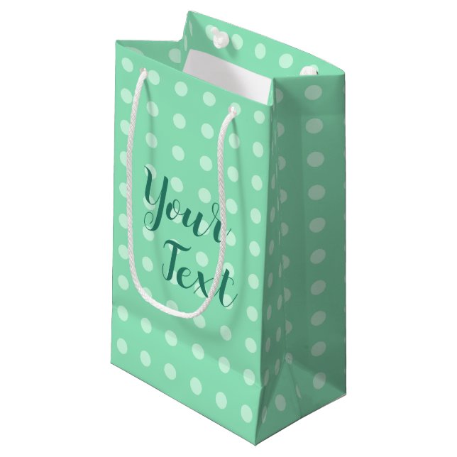 Custom Rustic Template Polka Dots Mint Small Small Gift Bag (Front Angled)