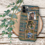 Custom Rustic Vintage Farmhouse Woodgrain Pattern Case-Mate iPhone Case<br><div class="desc">Contemporary teal blue green, beige, and coffee brown rustic faux wooden planks. With wood-looking picture frames, give room to personalise or customise with your name and photographs of your choice. Beautiful, modern, and cool cover for the trend-savvy and art-loving hip trendsetter, artsy motif lover who wants to protect their phone...</div>