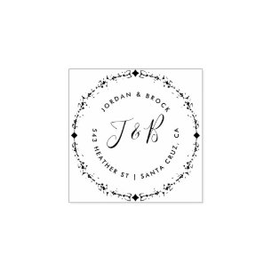 Custom Rustic Wedding Initials Return Address Rubber Stamp