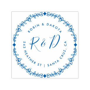 Custom Rustic Wedding Initials Return Address Self-inking Stamp
