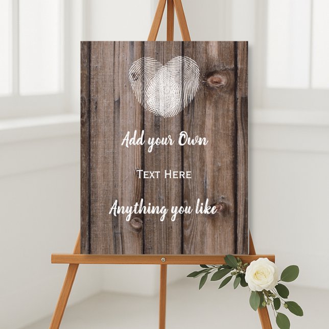 Custom Rustic Wedding Sign – Fingerprint Heart (Creator Uploaded)