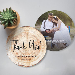 Custom Rustic Wedding Wood Grain Photo Thank you Invitation