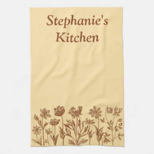 Custom Rustic Wildflower Personalized Tea Towel