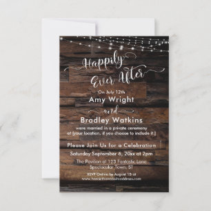 Custom - Rustic Wood Lights Happily Ever After Invitation