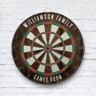 Custom Rustic Wood Look Family Games Room Dartboard
