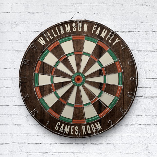 Custom Rustic Wood Look Family Games Room Dartboard (Wood Look Family Games Room Dartboard Rustic Keepsake)