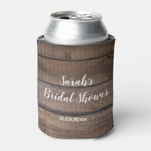 Custom Rustic Wood Oak Bridal Shower Favours Can Cooler