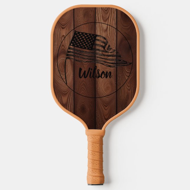 Custom Rustic Wood Texture Pickleball Paddle (Front)