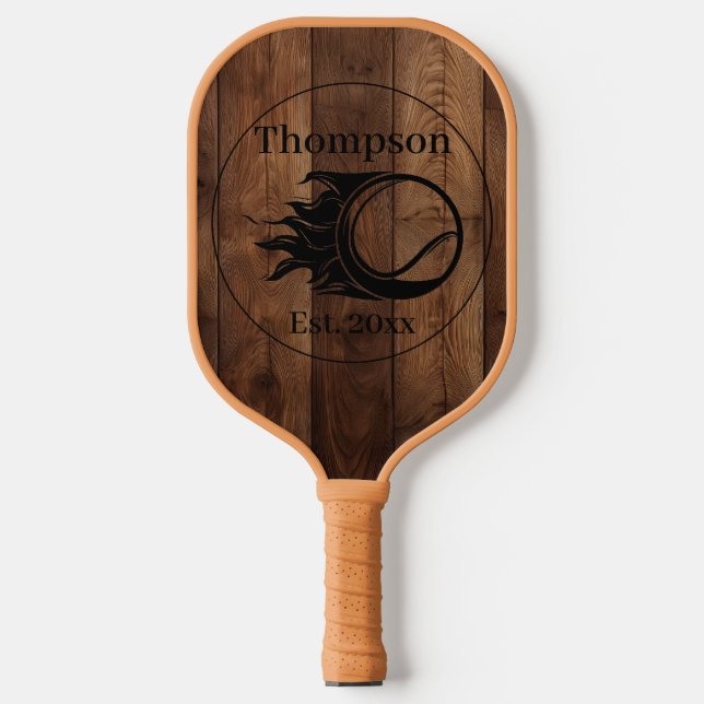 Custom Rustic Wood Texture Pickleball Paddle (Front)