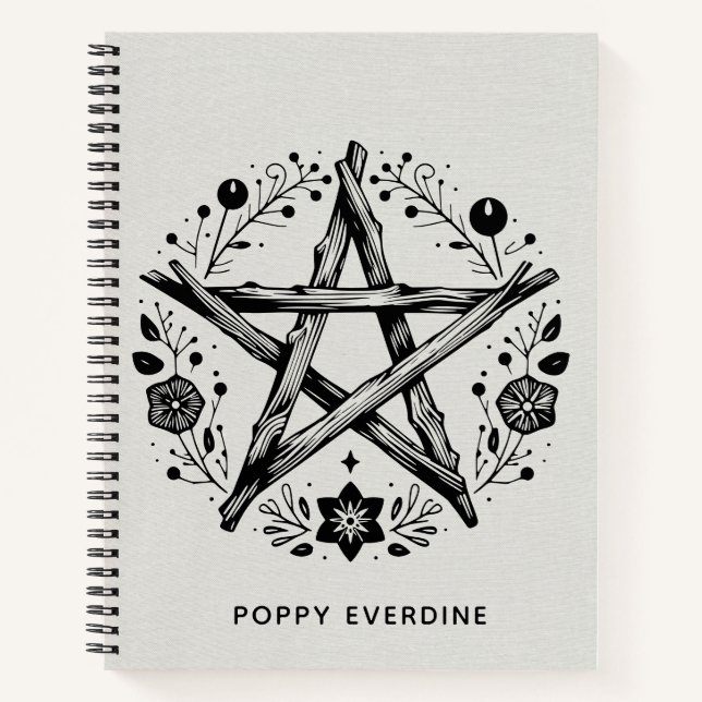 Custom Rustic Wood Twig Star Pentacle Wiccan  Notebook (Front)
