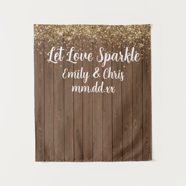 Custom Rustic Wood Wedding Reception Photo Booth Tapestry (Front)