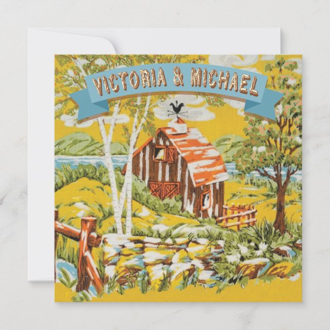 Custom Rustic Woodland Barn Wedding Invitation (Front)