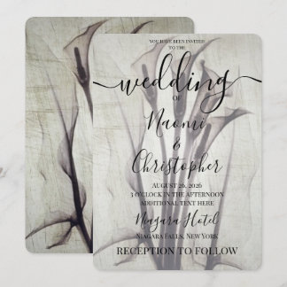 Custom Rustic X-Ray Sepia Calla Lily Wedding Invitation